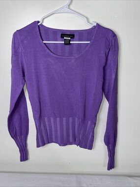 Copper Key Purple Scoop Neck Long Sleeve Sweater